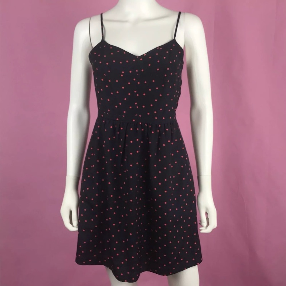 J. Crew Navy Red Polka Dot Cami Summer Dress